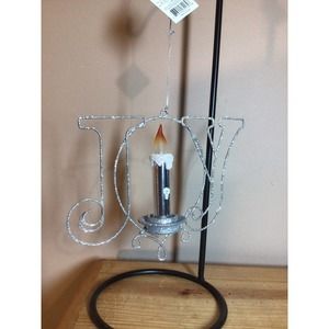 Midwest Christmas Window Tree Ornament Lighted LED "JOY" with Candle NWT